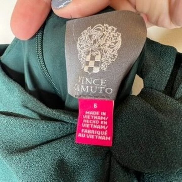 Vince Camuto Bow-Neck Sleeveless Halter Green Mini Shift Dress Size 6 NWT - Picture 2 of 8